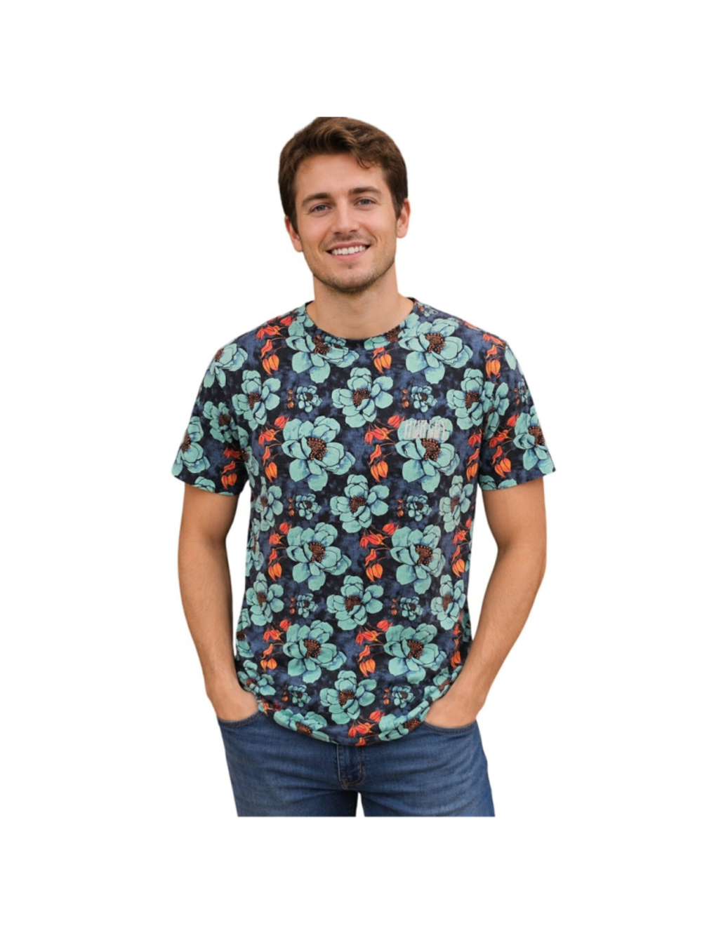 Hurley hawaiin floral colorful mens t shirt summer EUC sz small beach vacation